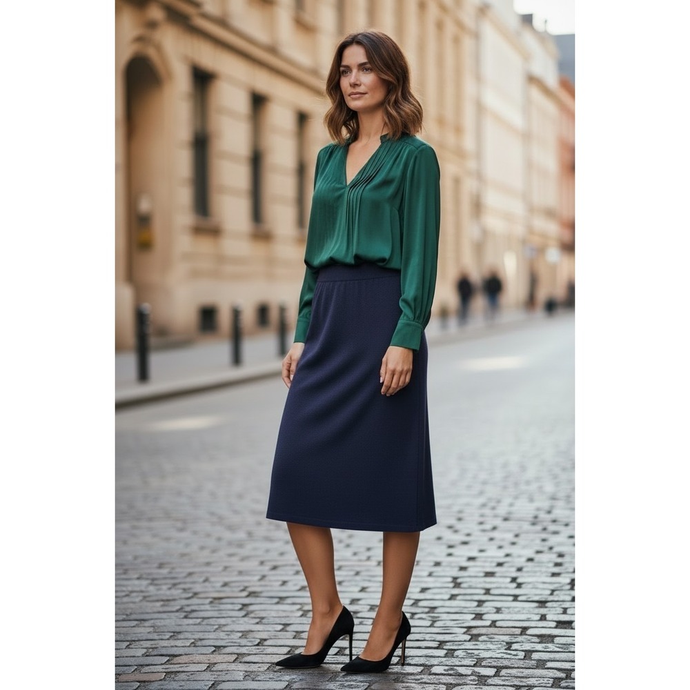 St John Collection By Marie Gray Womens Navy Blue Straight Pencil Skirt Size 6